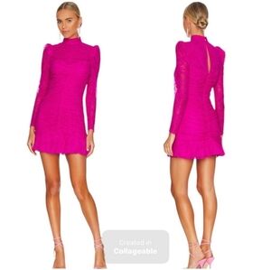 Saylor Fuchsia Pink Marcey Lace Ruched Mini Dress Small NWT